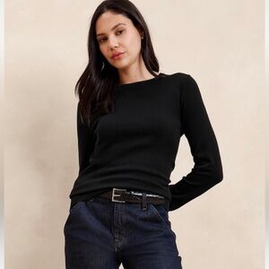 Like New Banana Republic Forever Cotton Rayon Crewneck Sweater Black S